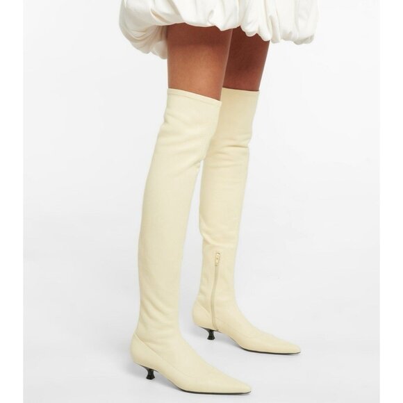 KHAITE Shoes - KHAITE Volos Over The Knee Boots Cream